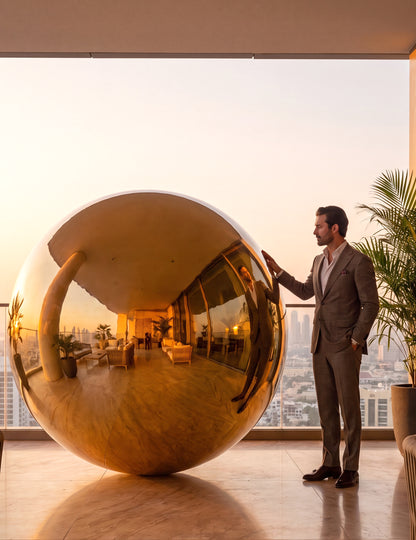 Globo gigante bola de espejo dorada 200 cm