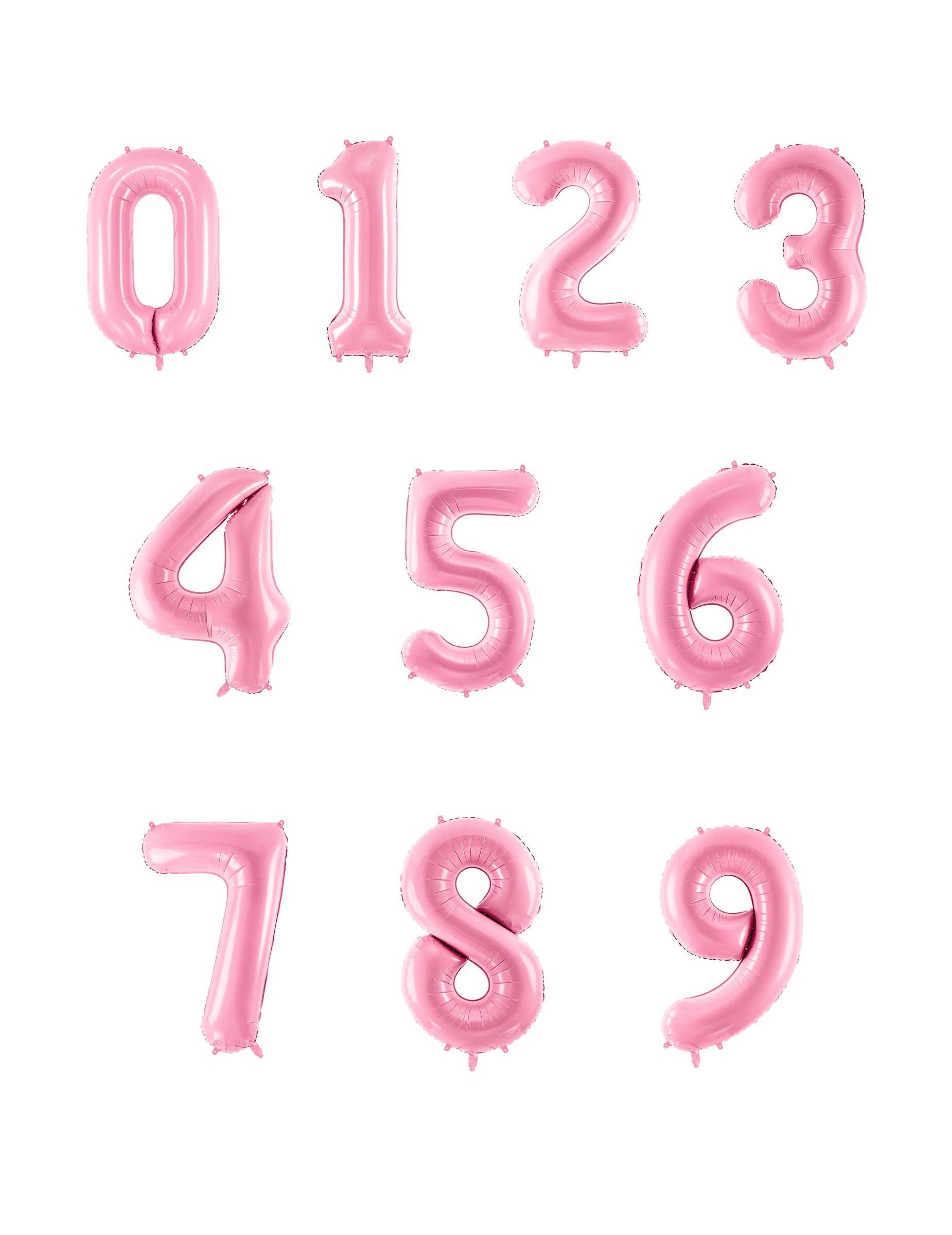 Ensemble des chiffres de 0 à 9 du Ballon géant chiffre rose pastel