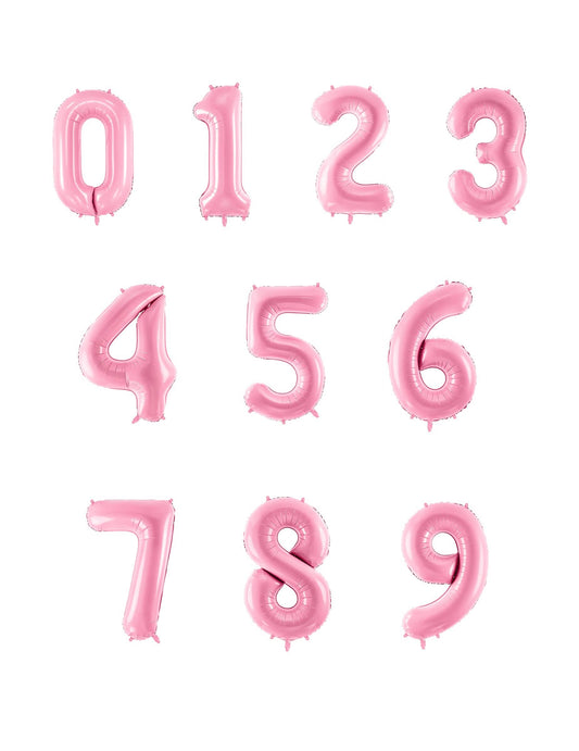 Conjunto de cifras de 0 a 9 del globo gigante cifra rosa pastel