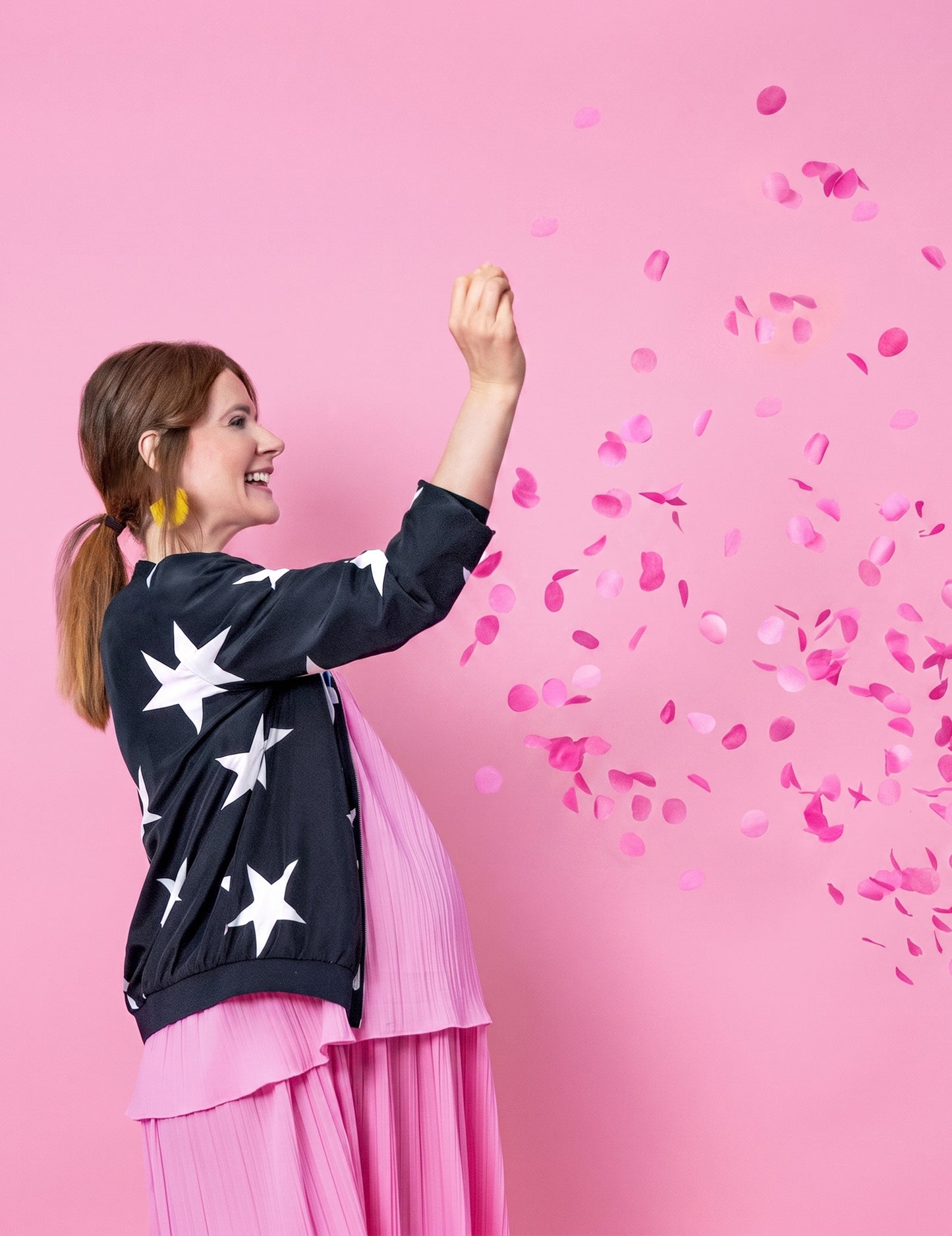 Globo gigante de látex boy or girl confeti rosa 1 m para baby shower
