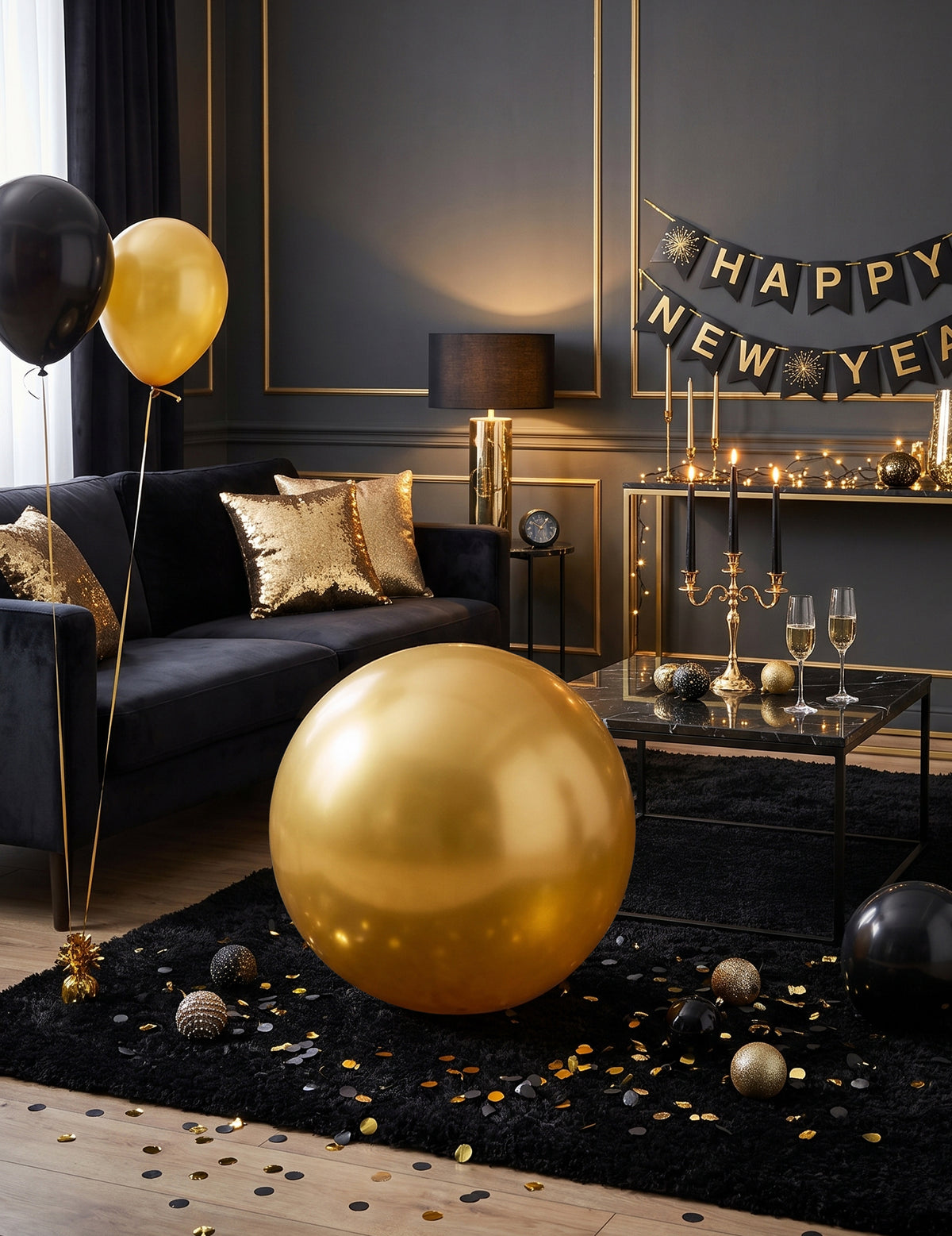 Globo gigante de látex dorado 80 cm
