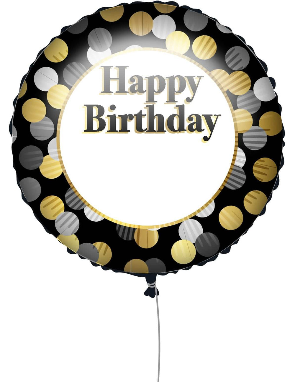 Vista frontal del globo personalizable Happy Birthday