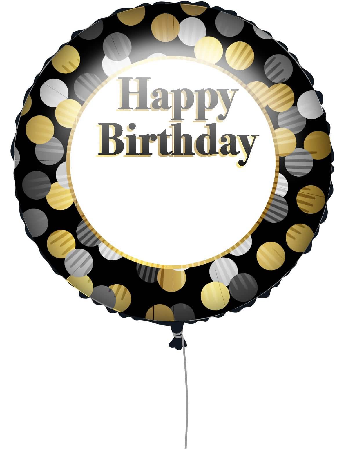 Vista frontal del globo personalizable Happy Birthday