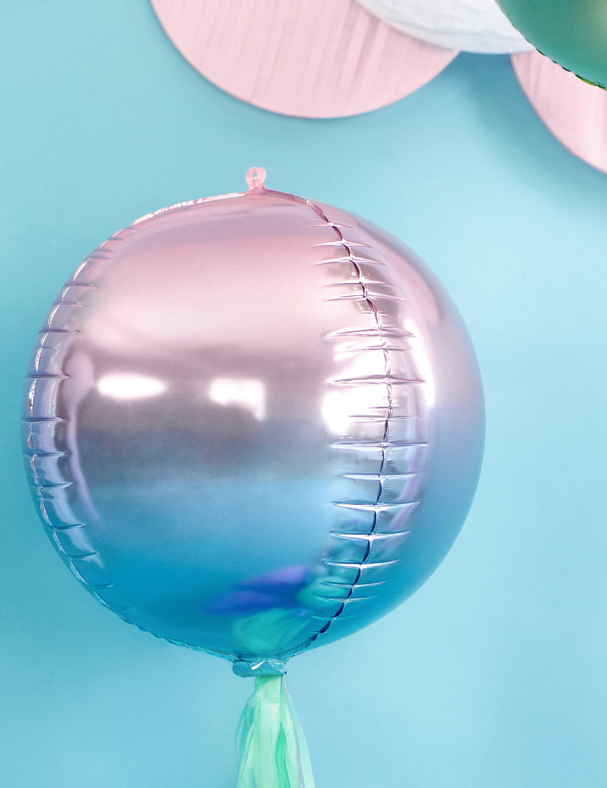 Globo esfera de aluminio degradado rosa y azul 35 cm inflable con helio