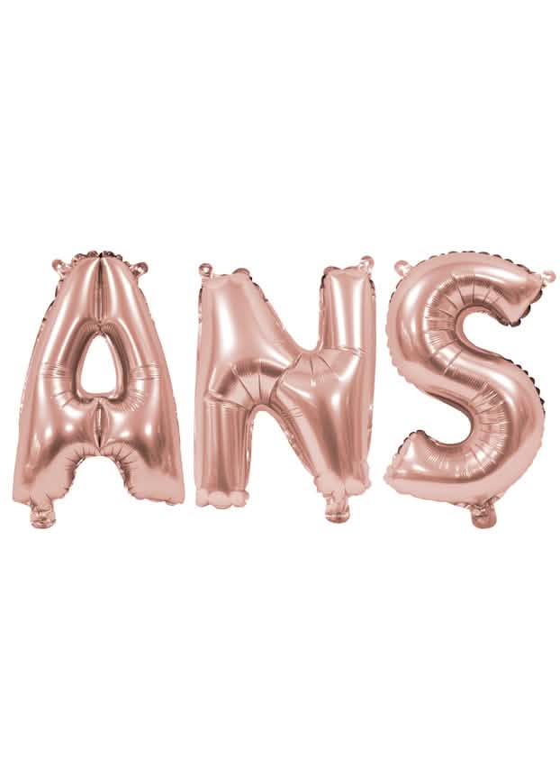 Ballons aluminium lettres ans pour décoration d'anniversaire rose gold
