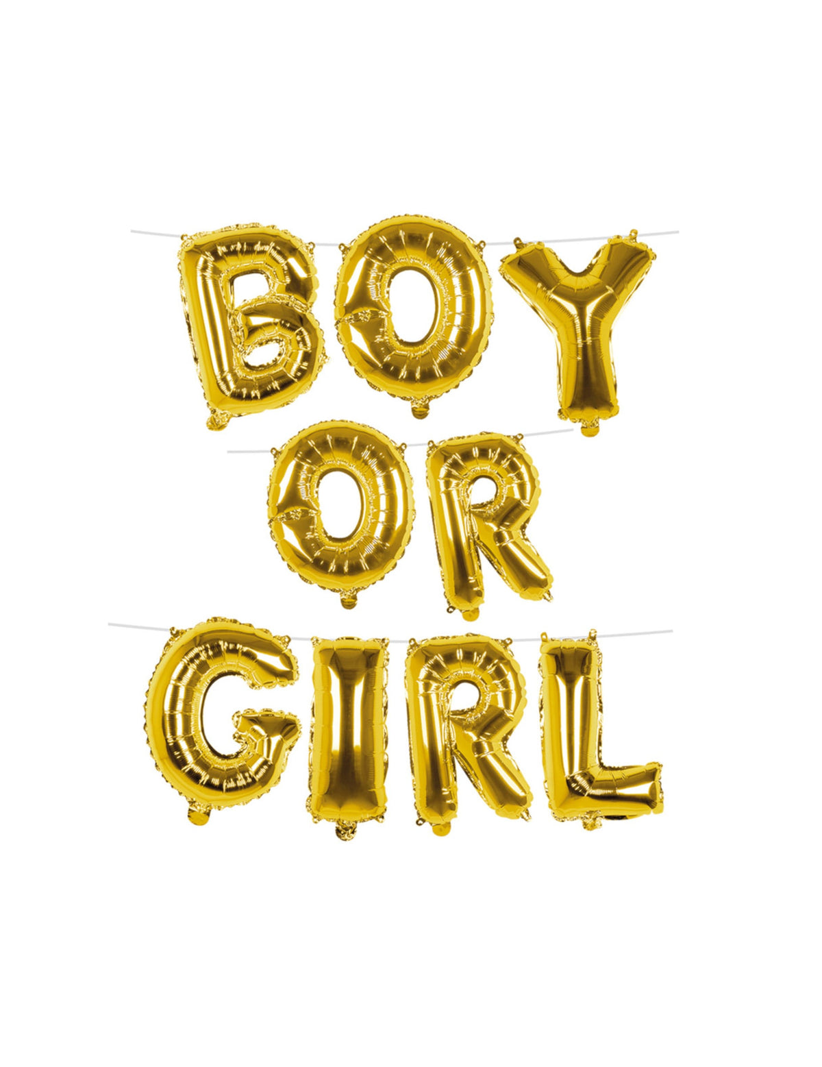 Guirlande de ballons aluminium lettres boy or girl pour baby shower dorée