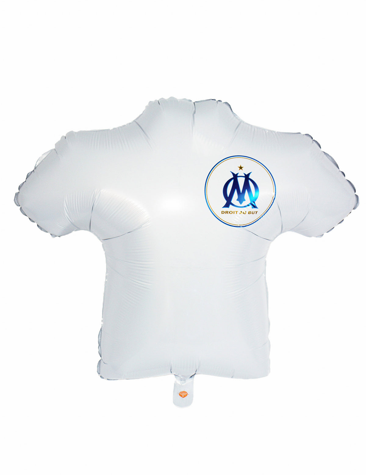 Ballon aluminium OM en forme de maillot pour supporter blanc et bleu