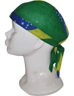 Bandana Brésil pour adulte vert et jaune avec bandeau bleu étoilé