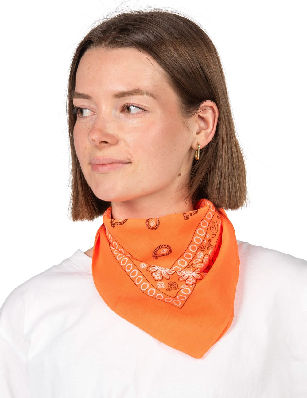 Llevado alrededor del cuello del pañuelo para adulto naranja fosforito