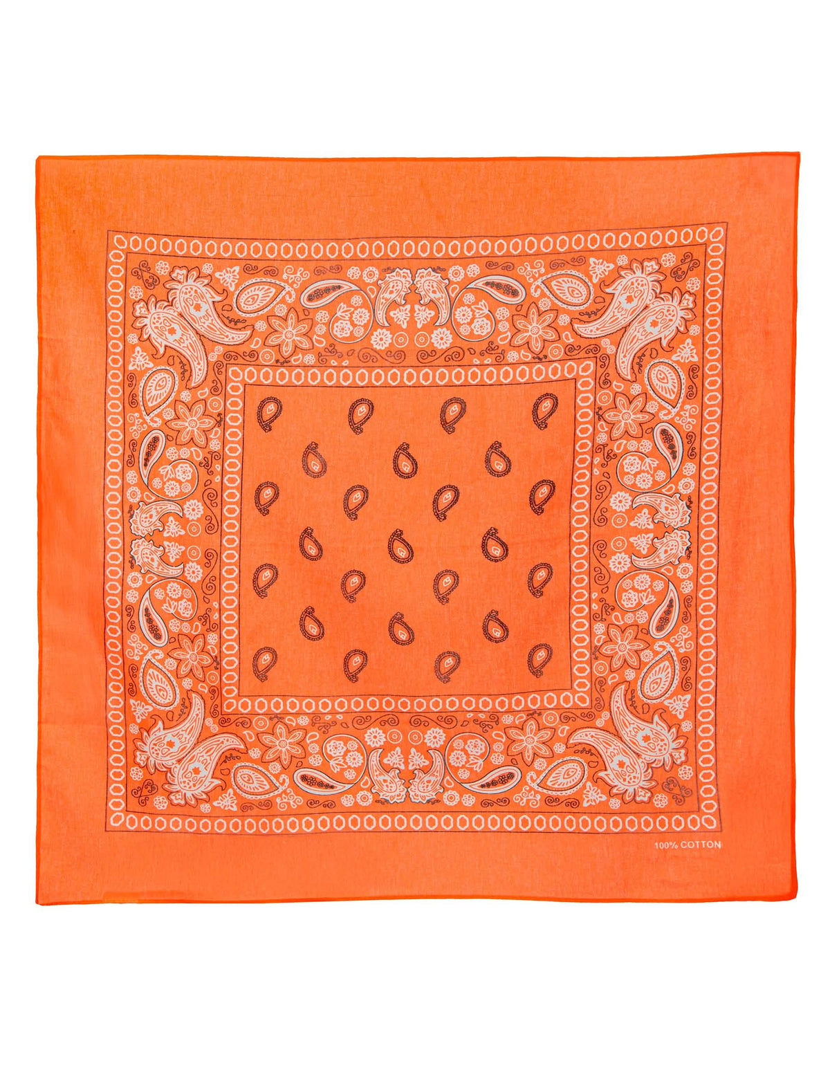 Vista plana del bandana para adulto naranja fosforito