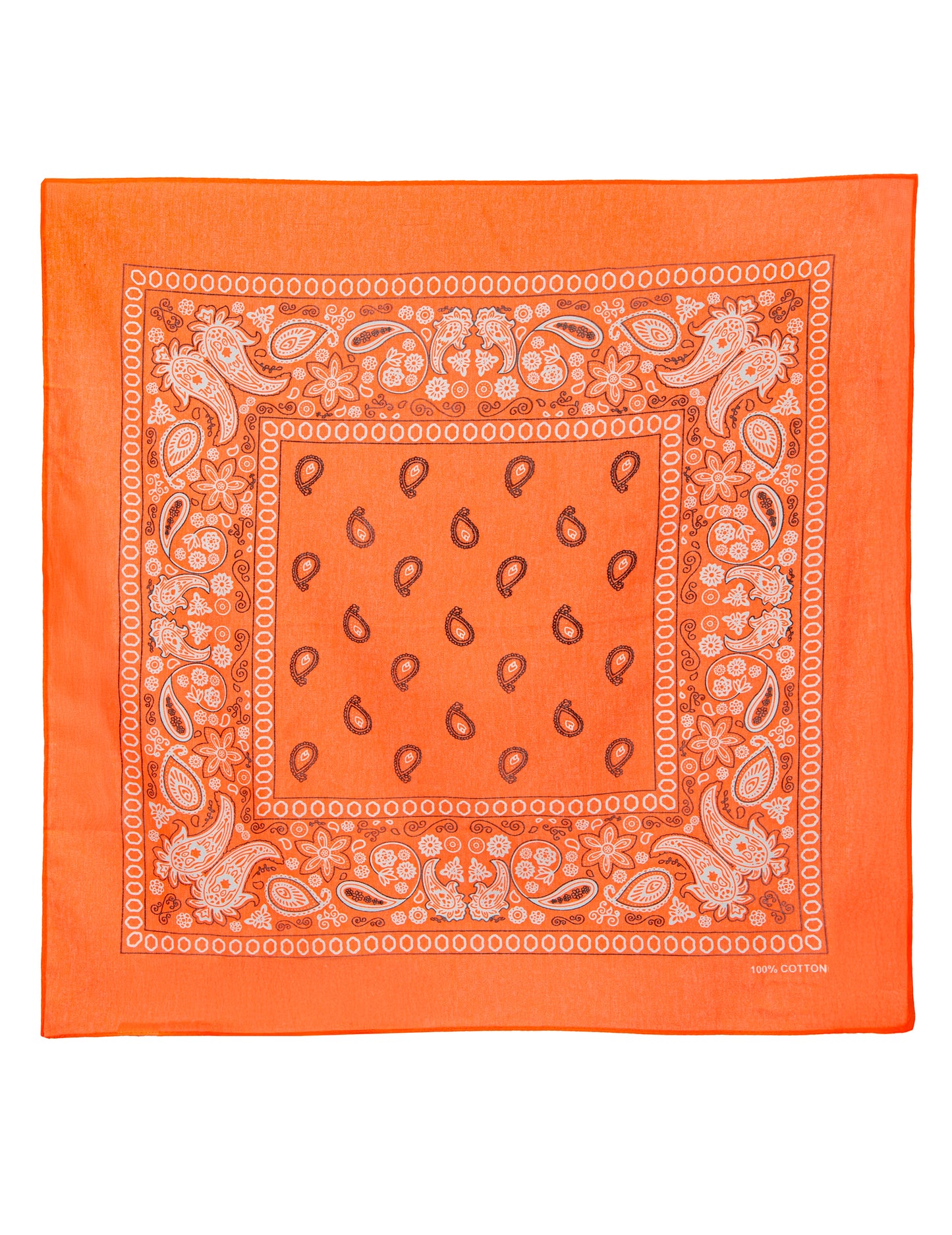 Vue à plat du bandana pour adulte orange fluo