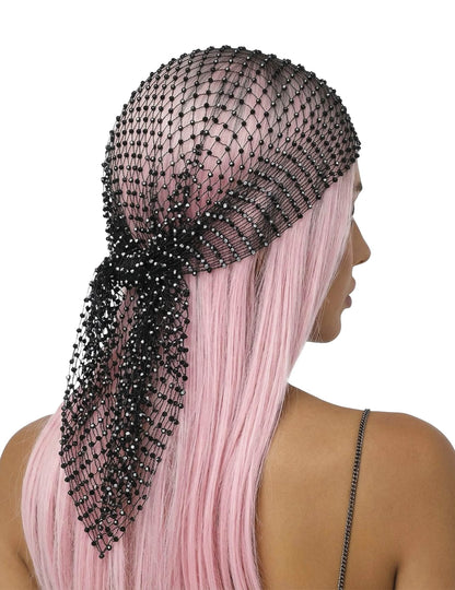 Bandana de rejilla con strass negro para adulto