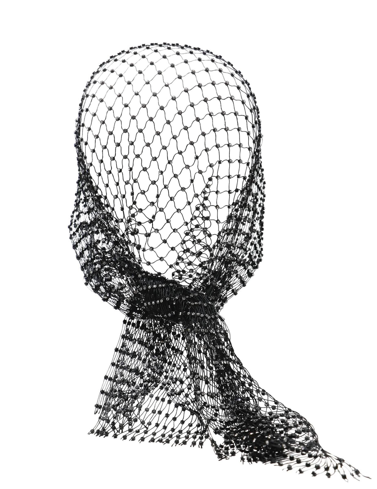 Bandana de rejilla con strass negro para adulto