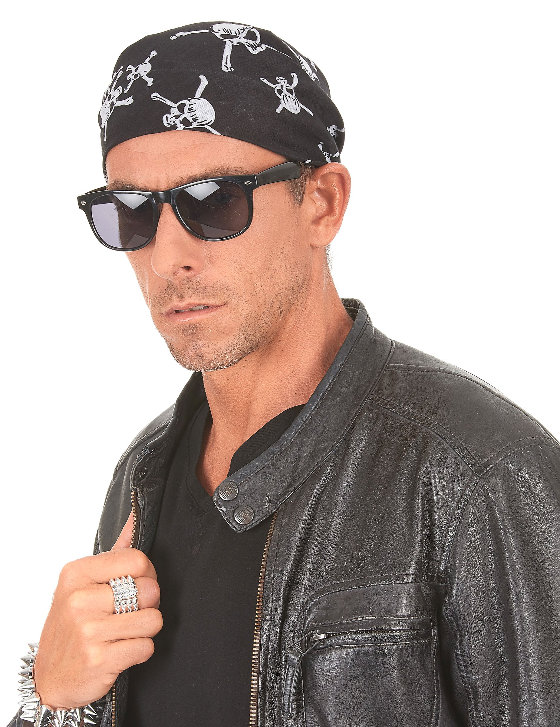 Vue de face du bandana têtes de mort pour adulte