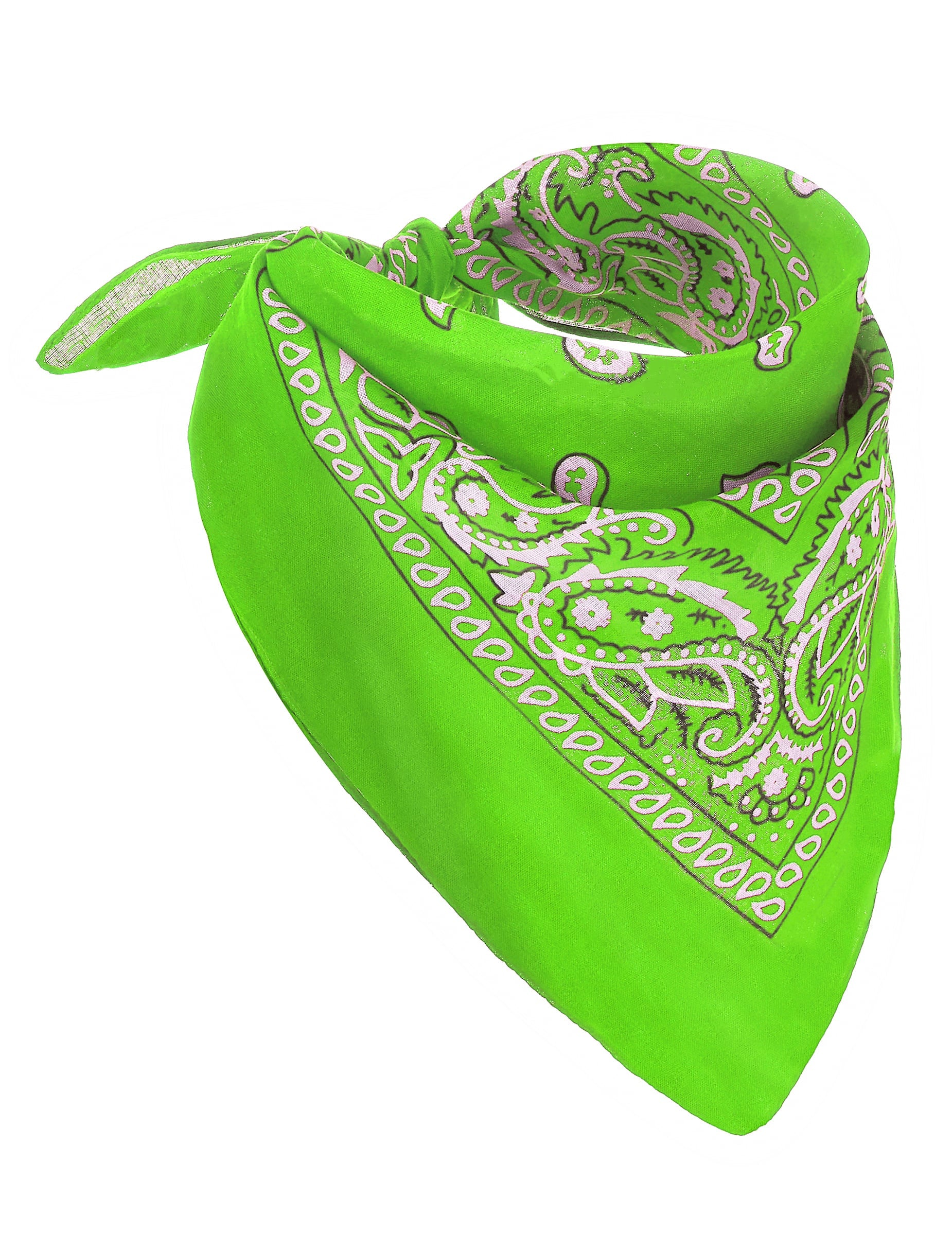 Bandana pour adulte vert fluo avec motifs paisley
