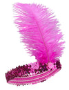 Bandeau Charleston pour femme rose fuschia avec sequins et plume
