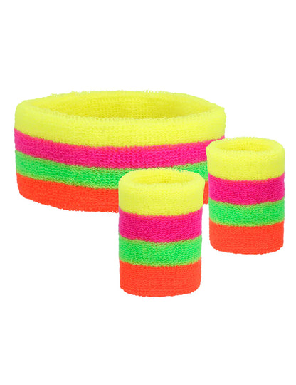 Diadema y muñequeras de los 80 multicolor para adultos
