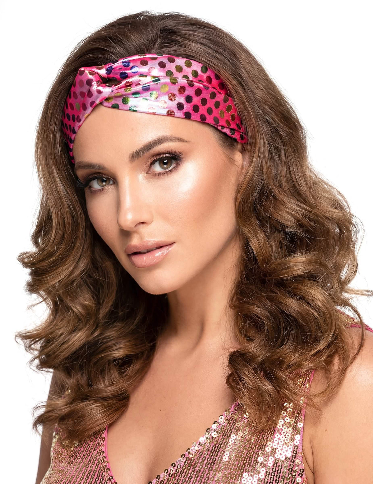 Primer plano de la diadema disco para mujer rosa