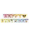 Bannière en carton happy birthday Emoji Rainbow pour fête multicolore
