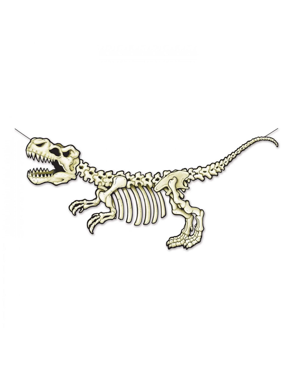 Banner de cartón esqueleto dinosaurio para decoración beige y blanco