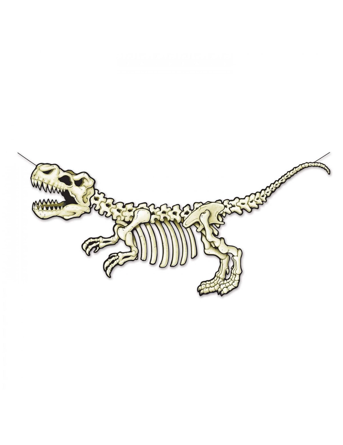 Banner de cartón esqueleto dinosaurio para decoración beige y blanco