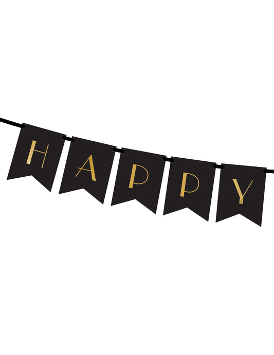 Gros plan sur le mot HAPPY de la bannière Happy New Year