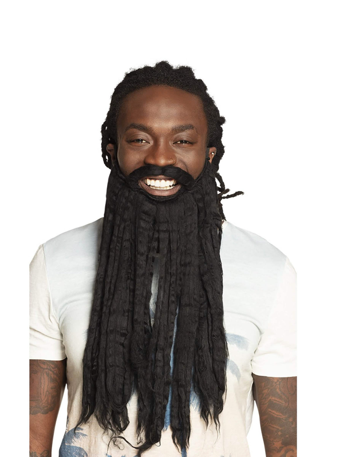 Barba rastaman para adulto negra con largas rastas