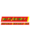 Cinta de balizamiento decoración Feliz Cumpleaños rojo-verde-amarillo 600x6cm