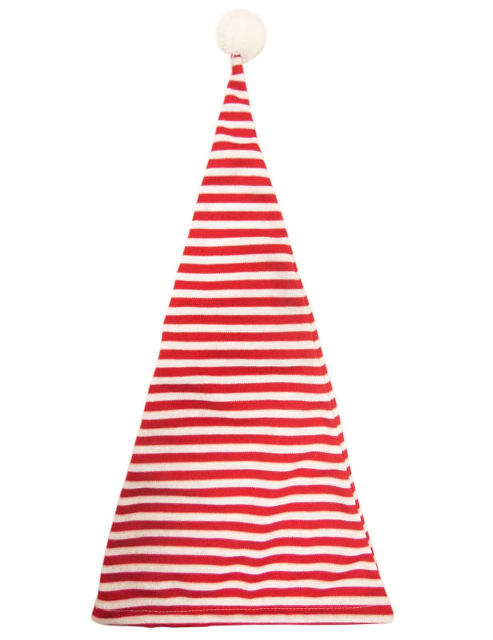 Gorro de noche rayado con pompón para adulto rojo y blanco