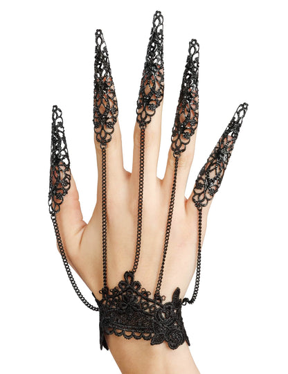 Joya de mano en metal efecto encaje negro