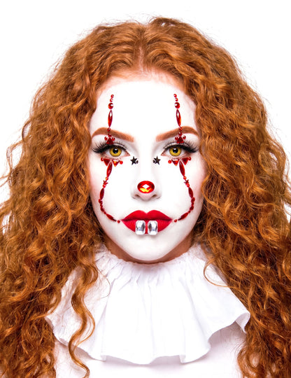 Joyería facial adhesiva de payaso aterrador