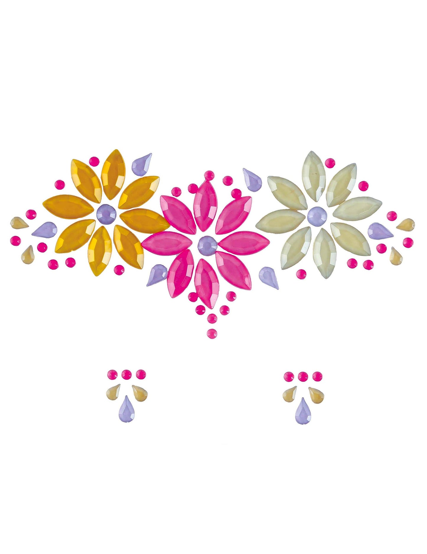 Joyas adhesivas faciales flores de colores