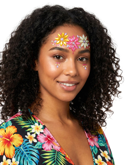 Joyas adhesivas faciales flores de colores