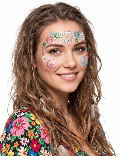 Joyas adhesivas con cara flor hippie