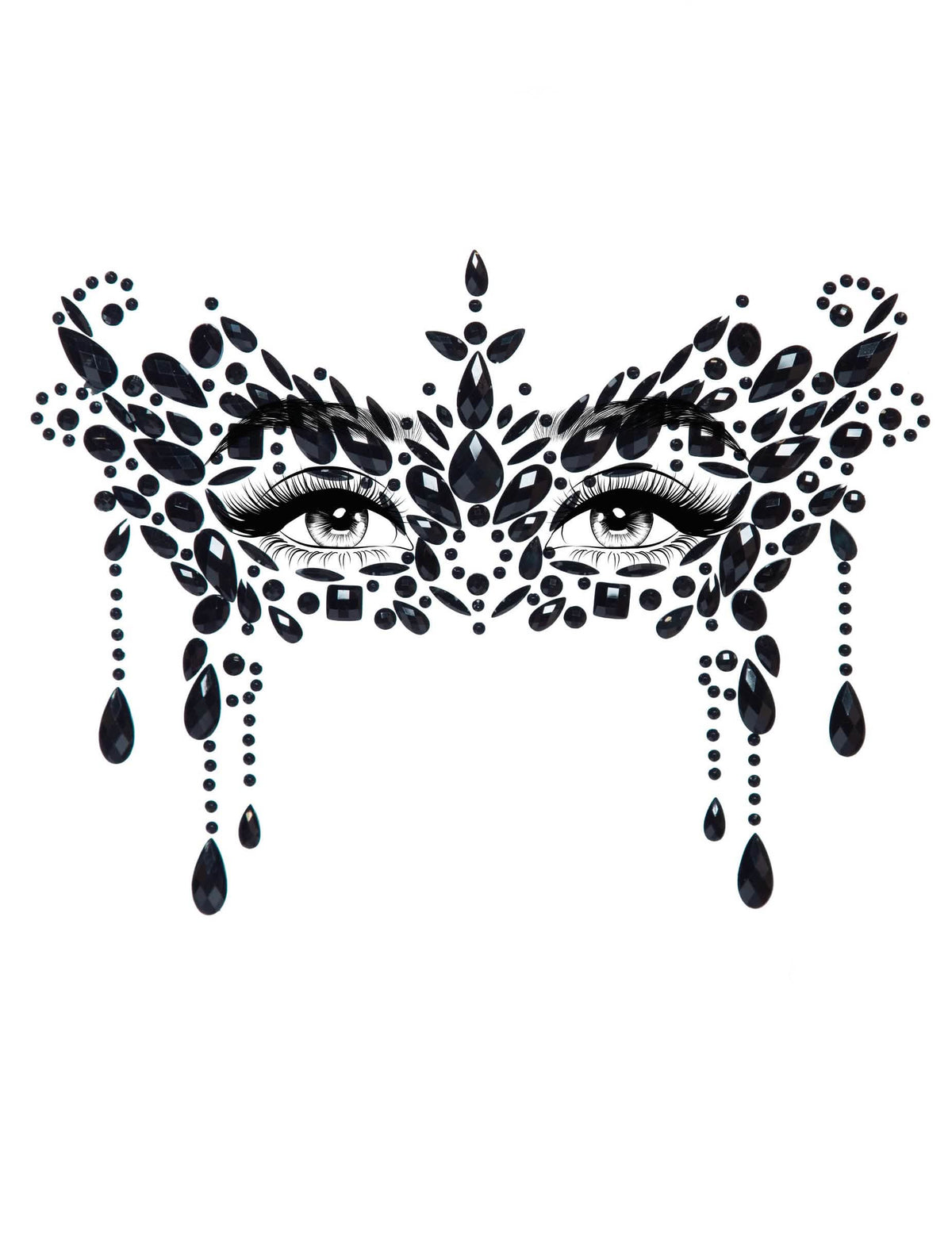 Detalle del motivo de las joyas adhesivas para rostro lobo