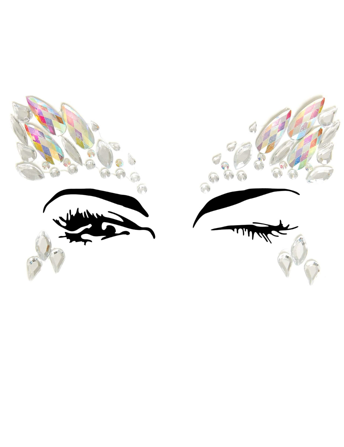 joyas para el rostro adhesivas motivos celestiales para adulto irisadas con reflejos multicolores
