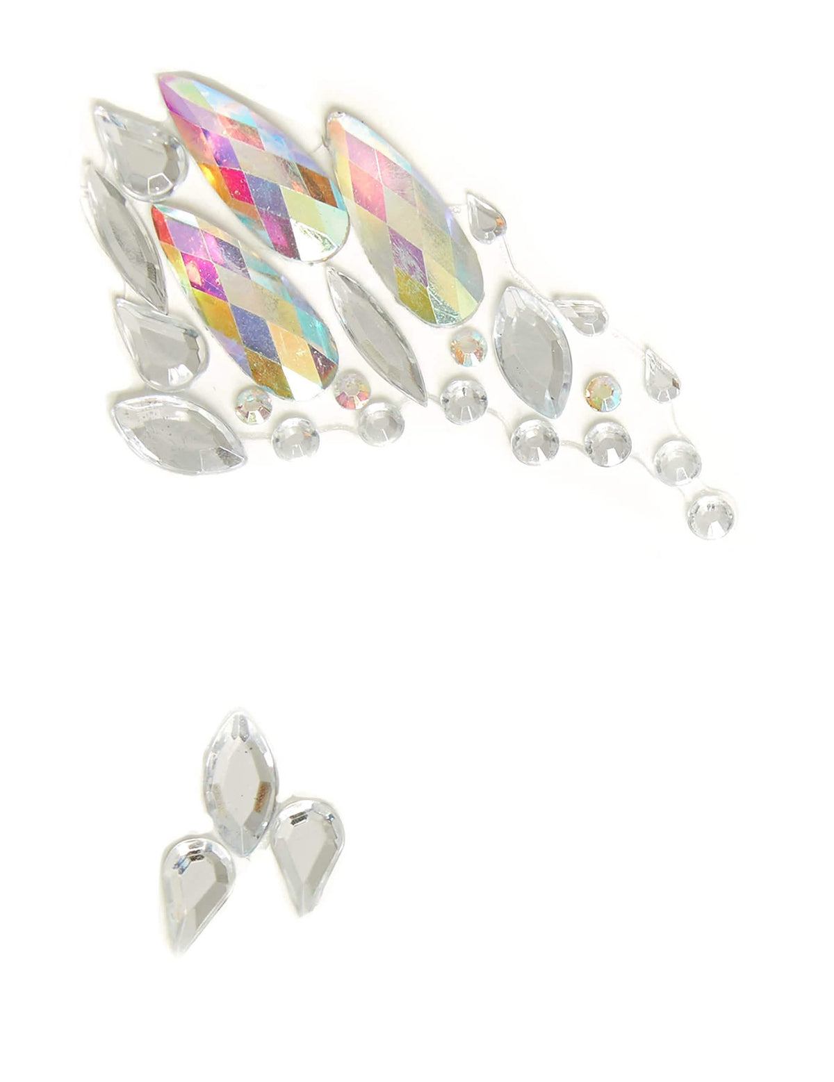 Detalle de las gemas de las joyas adhesivas para rostro con motivos celestiales