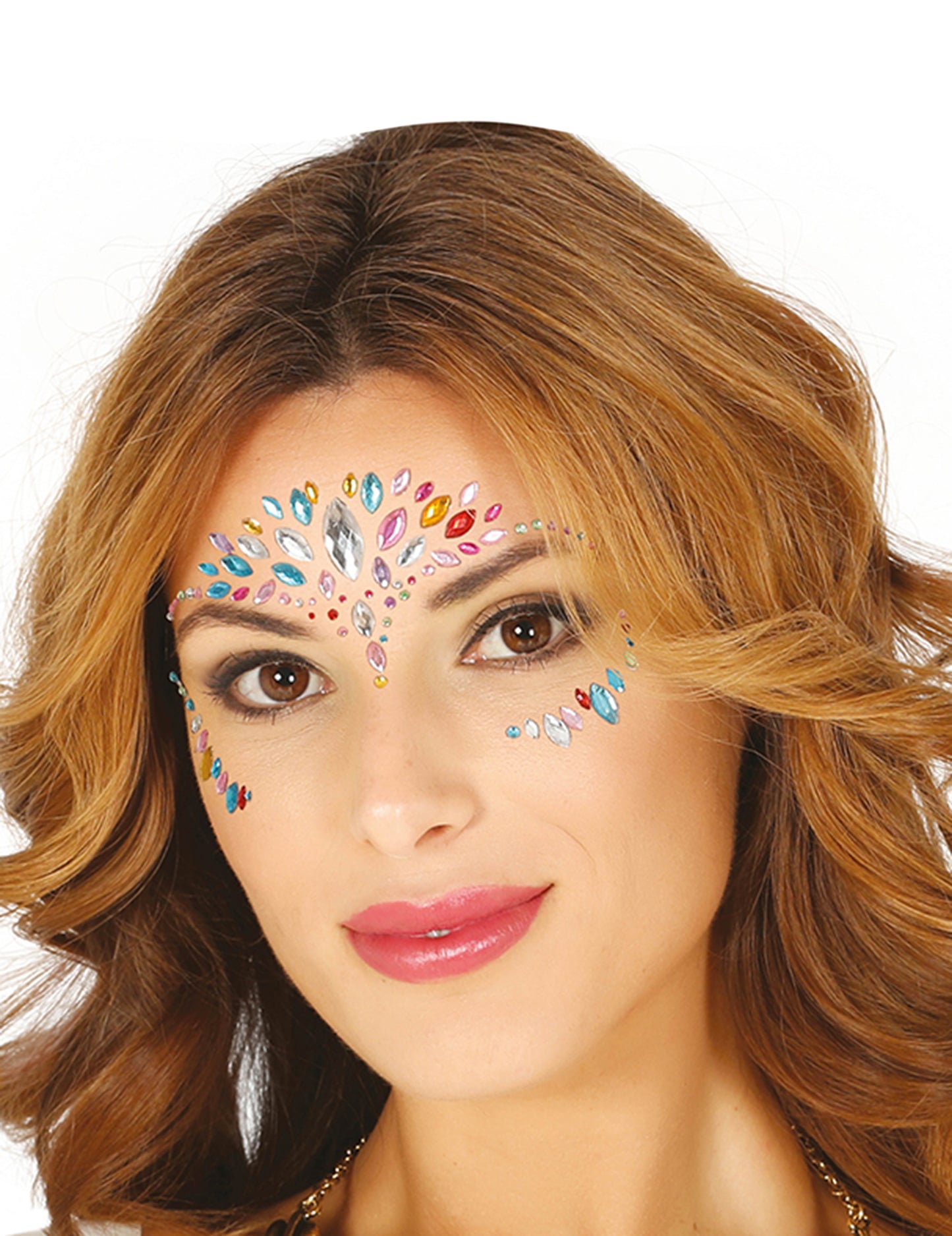 Bijoux pour visage adhésifs multicolores pour femme strass brillants