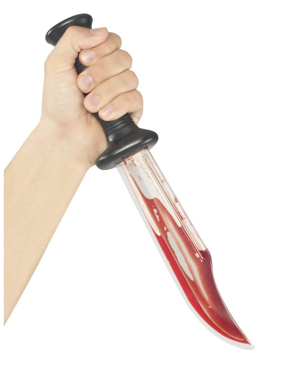 Cuchillo sangriento para adulto negro y rojo con sangre falsa