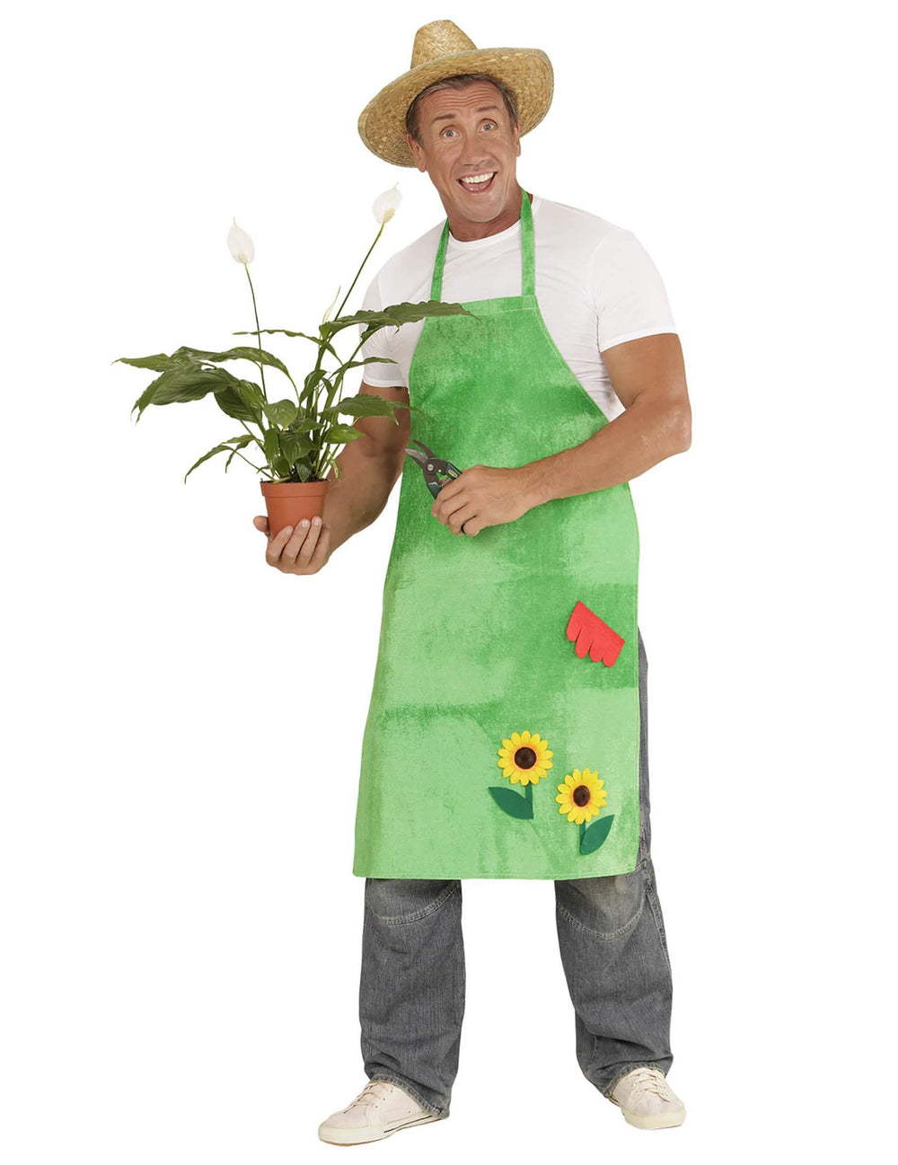 Blusa de jardinero para adulto verde con girasoles