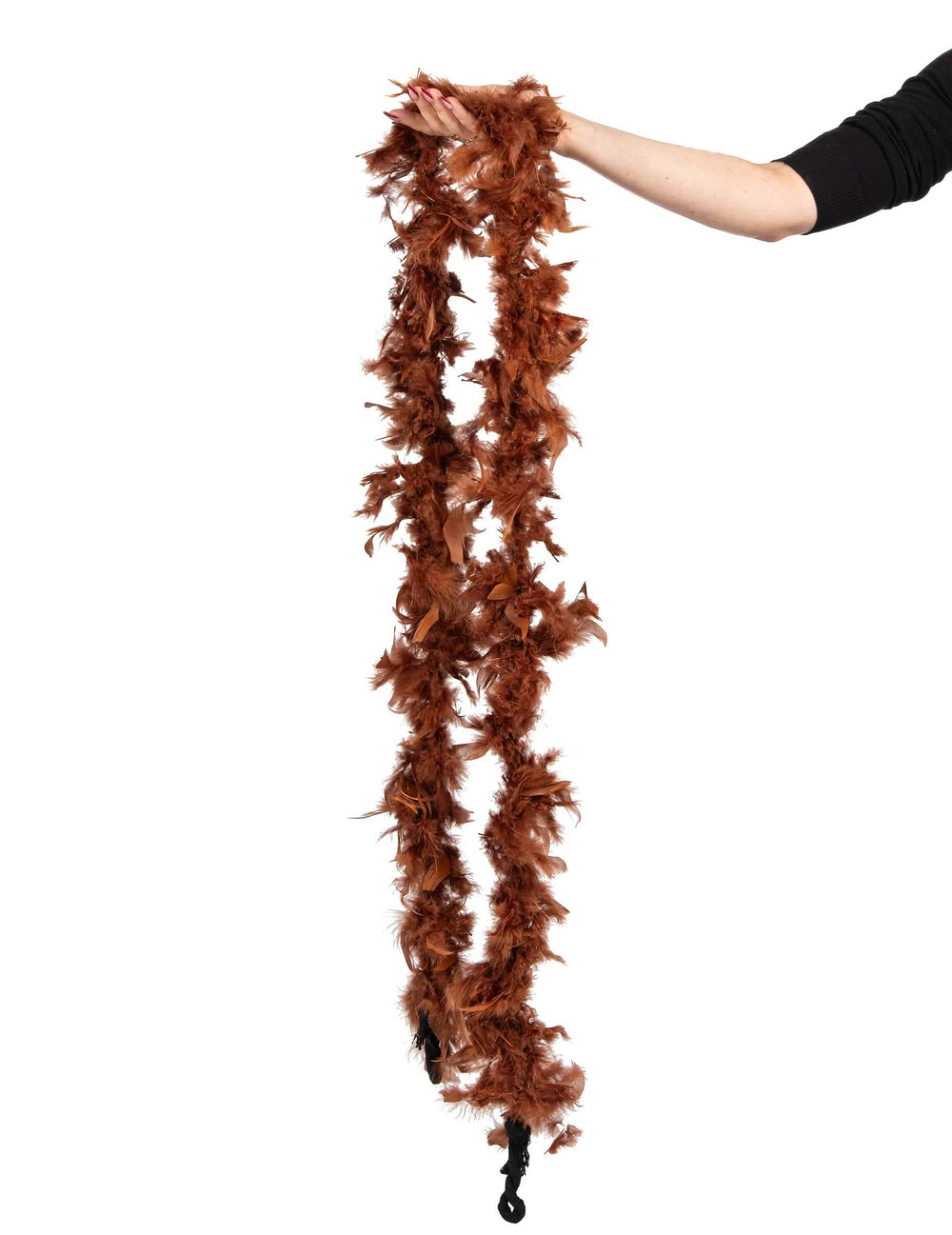 Vista de la longitud del boa para mujer marrón 40g
