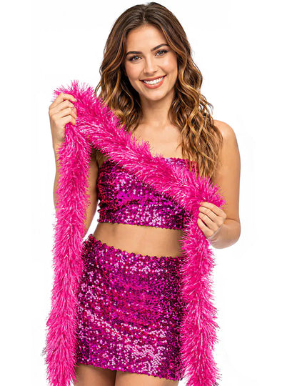 Boa de pelo rosa vivo 60g