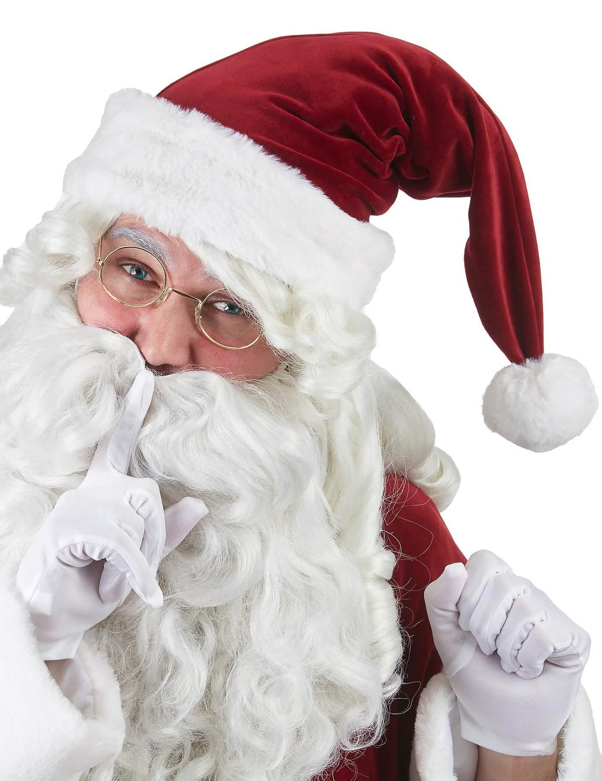 Gorro de navidad de lujo para adulto rojo y blanco en terciopelo