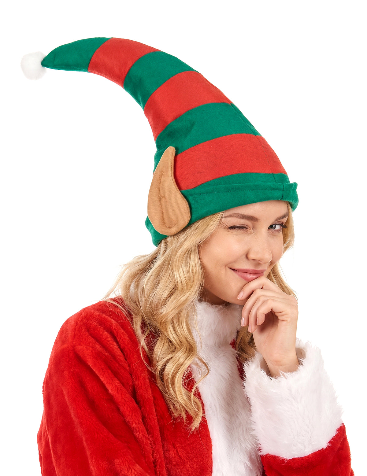 Gorro duende de papá noel rayas orejas