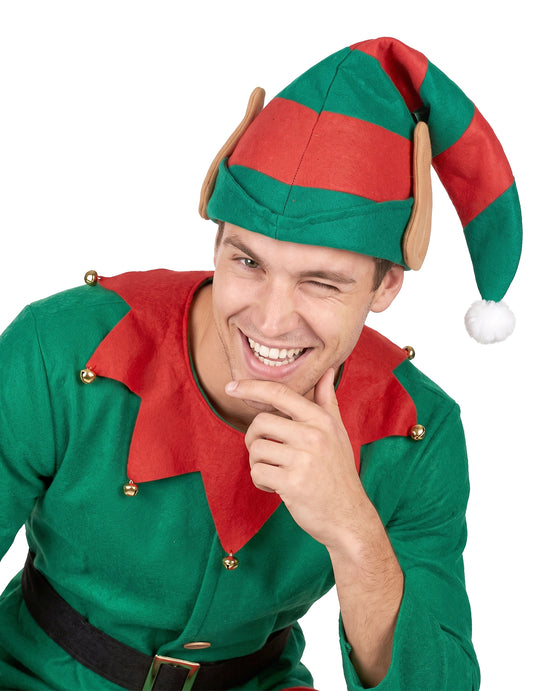 Gorro duende de papá noel rayas orejas