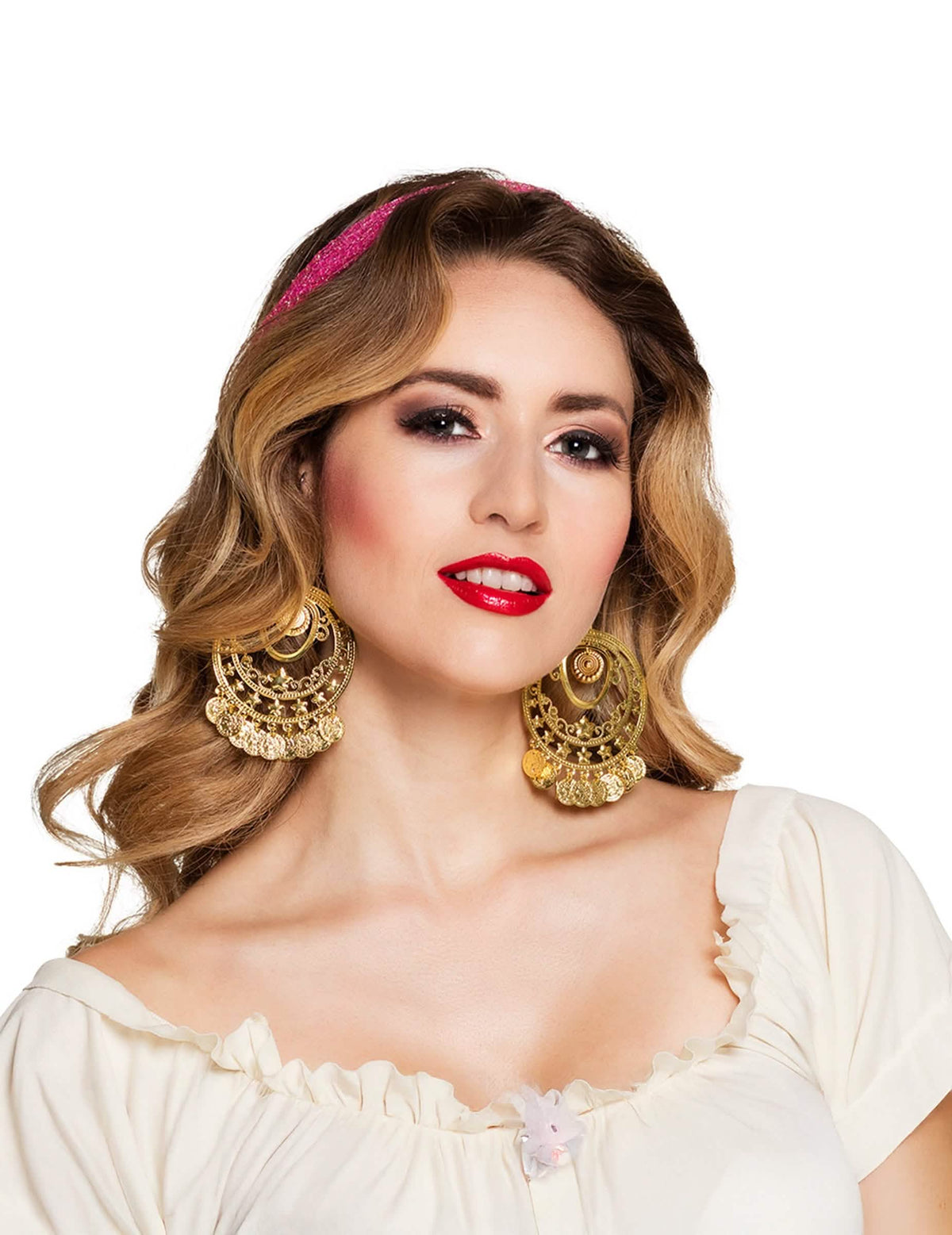 Pendientes de bailarina oriental para mujer dorados