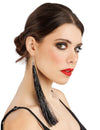 Pendientes de flecos negros 17 cm
