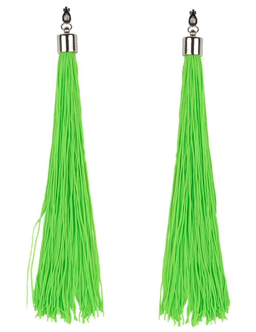 Pendientes de flecos para adulto verde fosforito