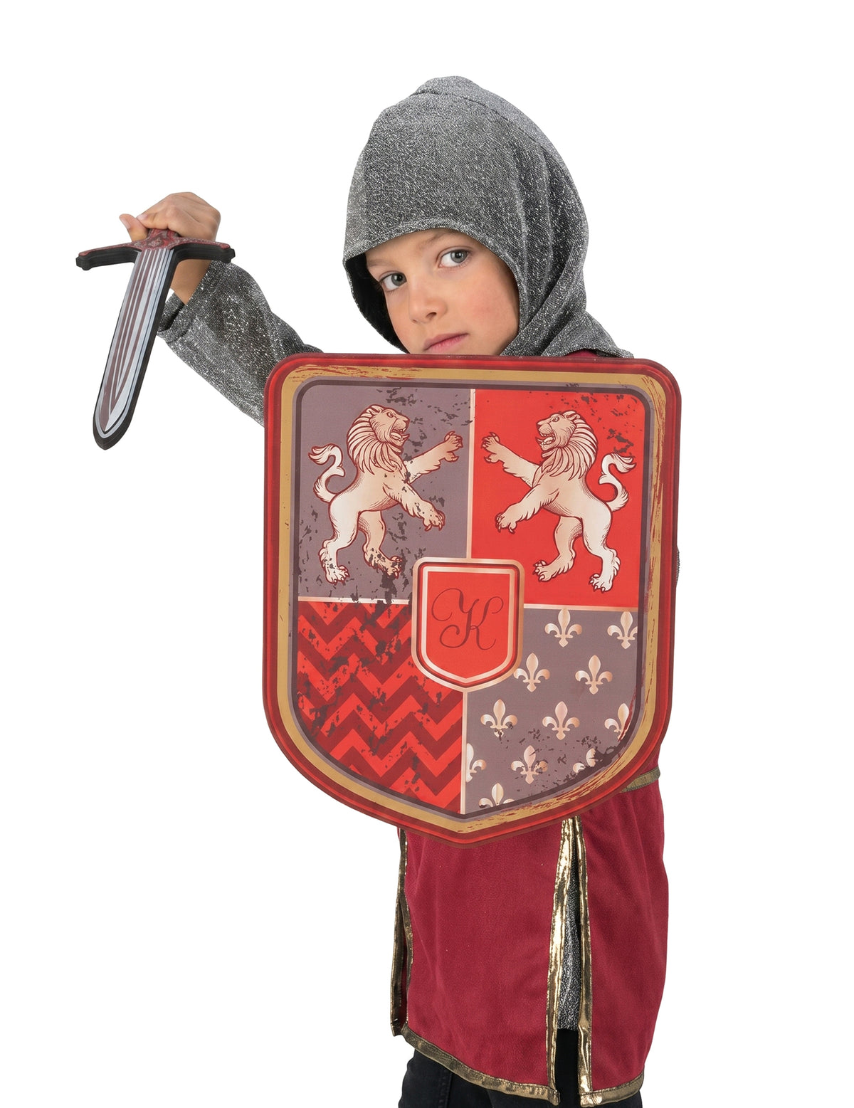 Escudo de caballero león rojo de espuma 35 cm