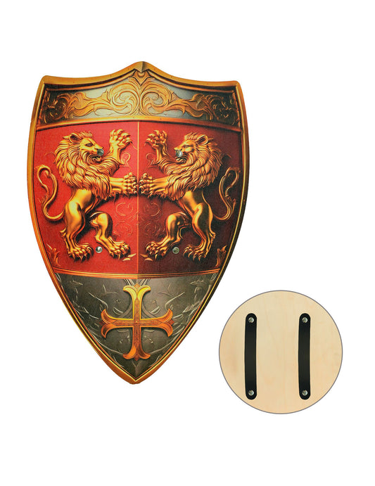 Escudo de madera Corazón de León rojo 45 cm
